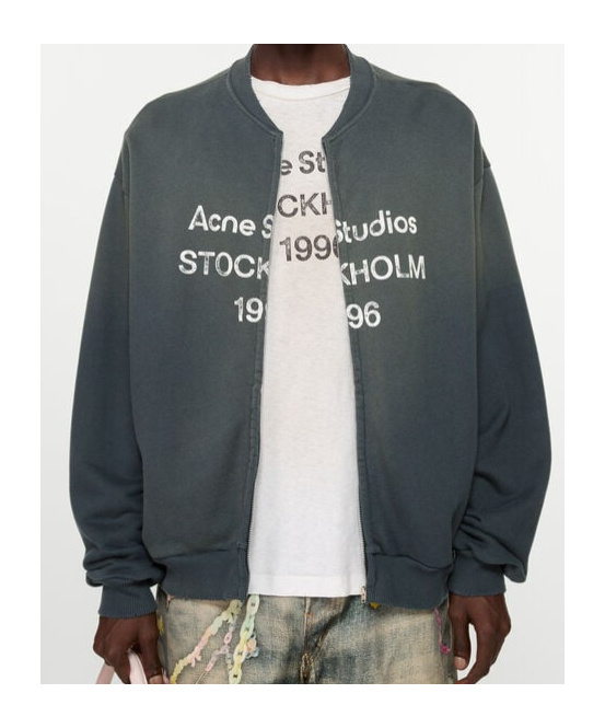 Acne Studios Long-sleeved Zipper Sweatshirt In Black