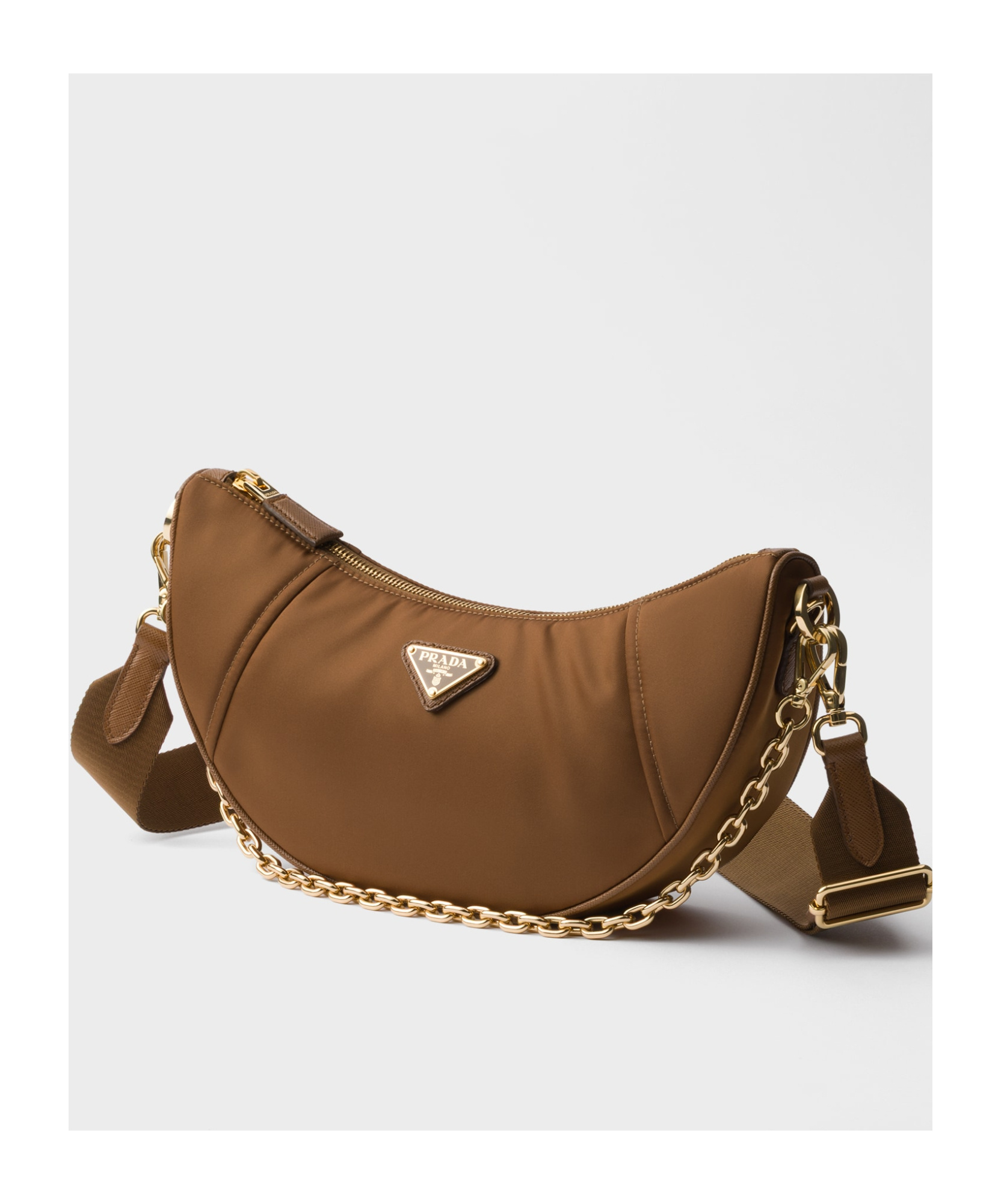 Prada Womens Brown Re-nylon Brand-plaque Shoulder Bag In Brown