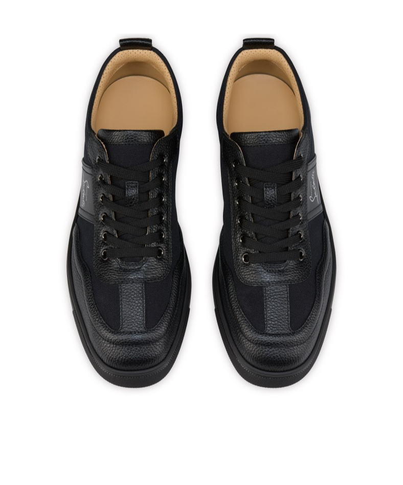 Christian Louboutin Retero Full-grain Leather-trimmed Canvas Sneakers