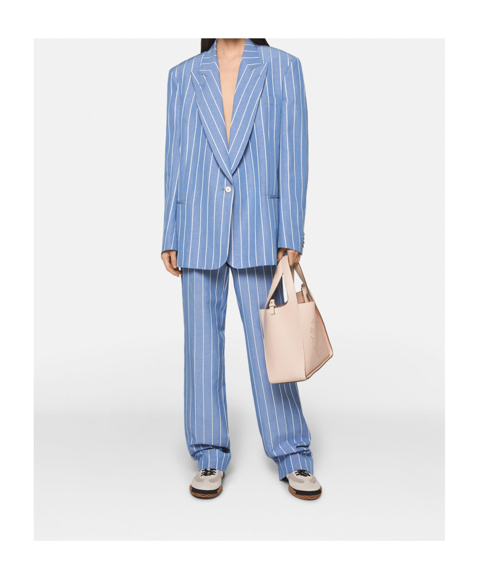 Stella Mccartney Striped Single-breasted Blazer In Blue