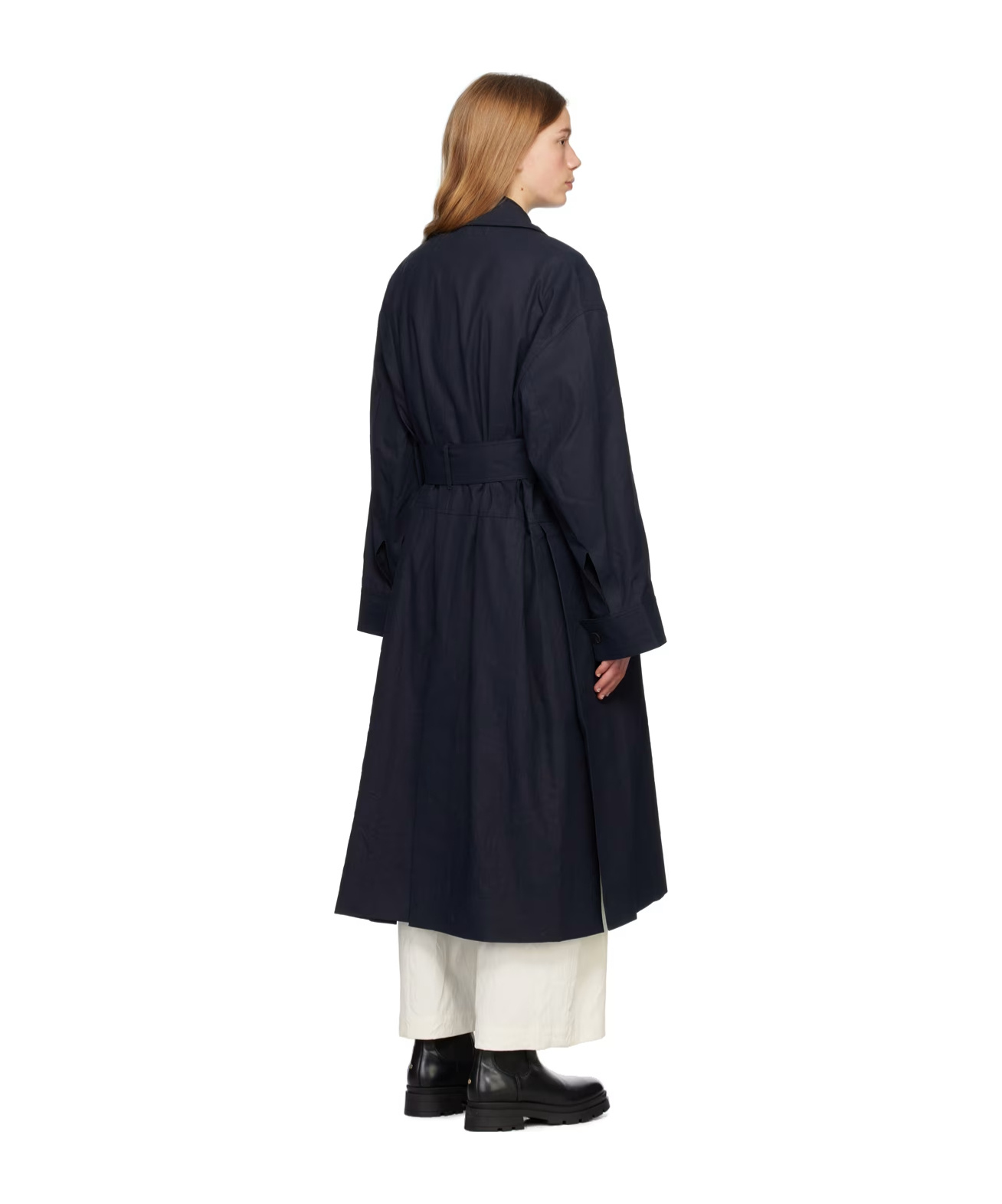 Studio Nicholson Navy Monterry Trench Coat In Black