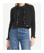 Shop Tory Burch Decorative Short Cardigan In Black