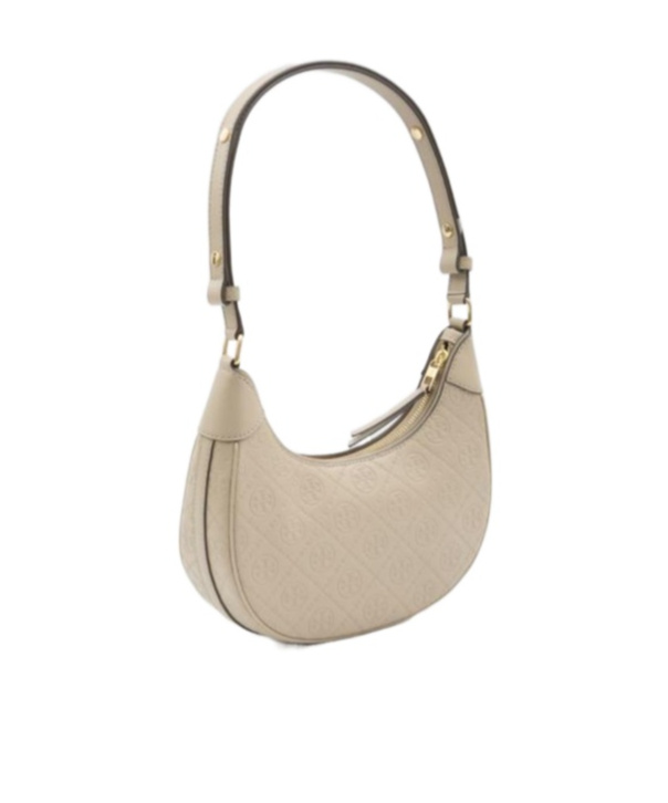 Tory Burch T Monogram Crescent Bag In Nude
