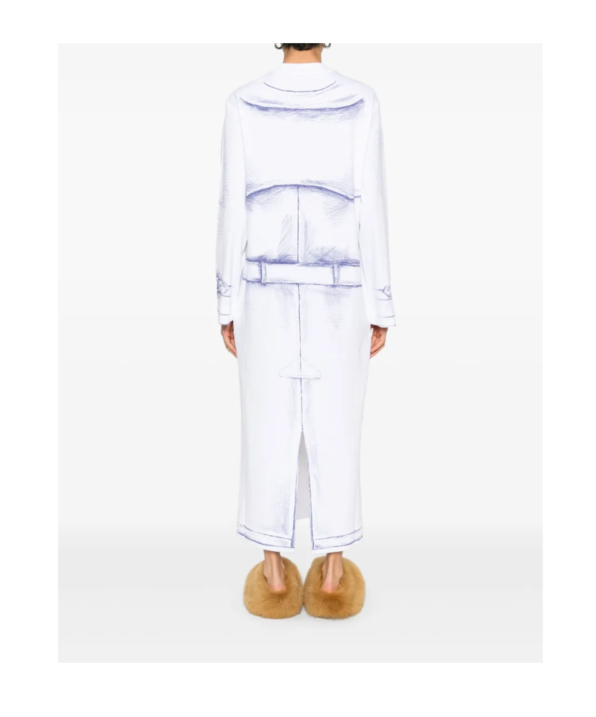 Moschino Long-sleeved Slit Detailed Dress In White