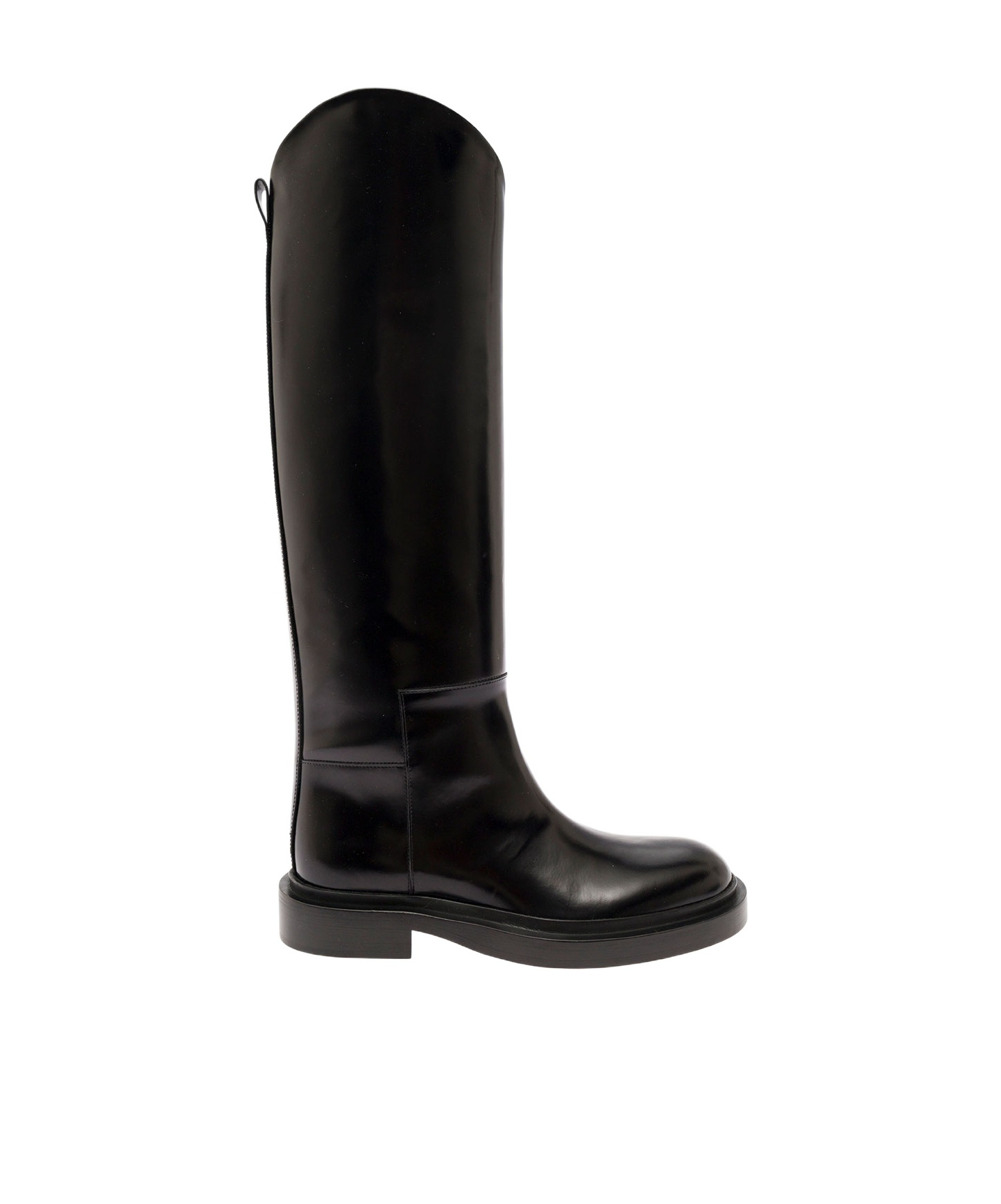 Jil Sander Asymmetric Leather Boots In Black