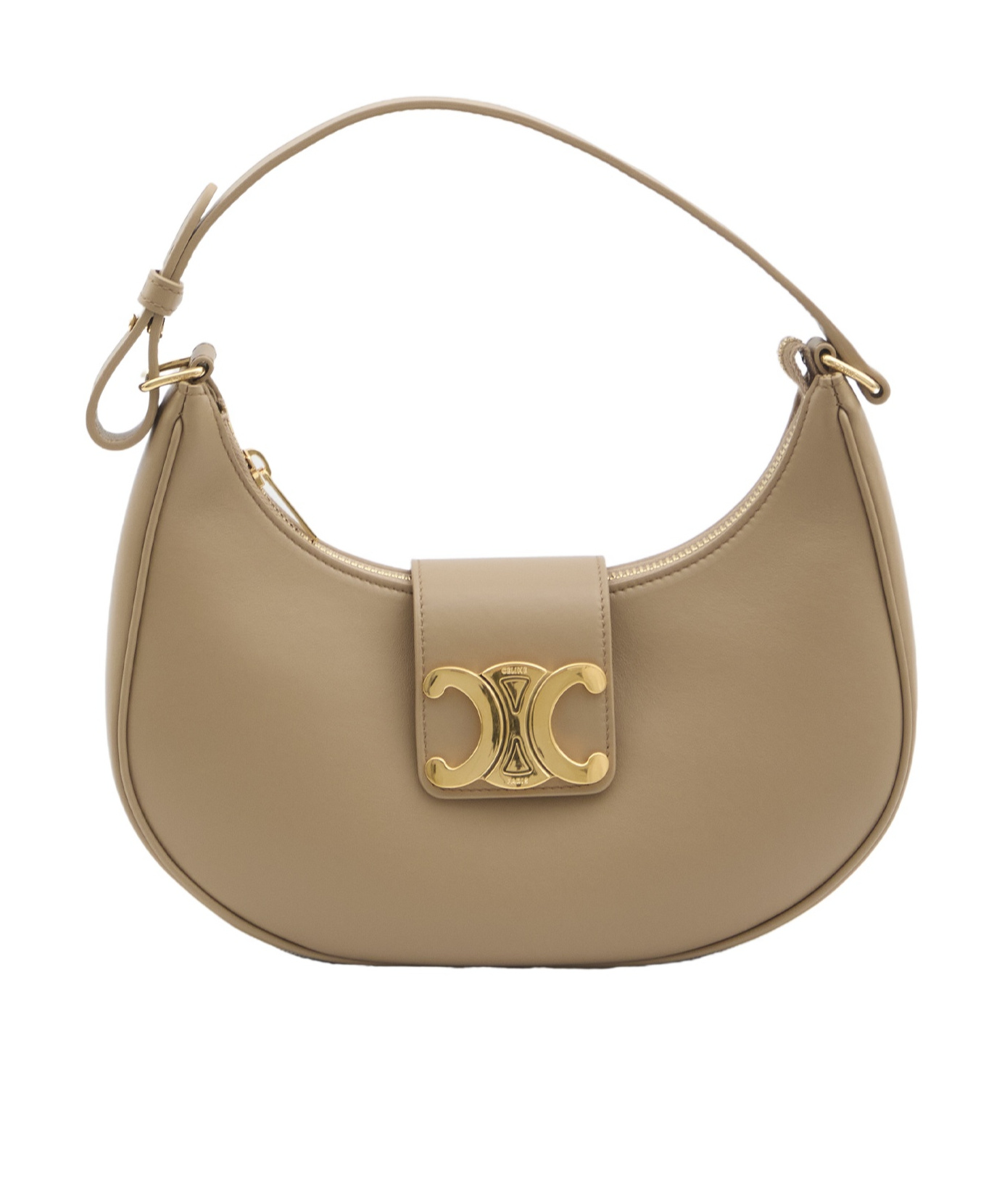 Celine Women Ava Triomphe Medium Leather Shoulder Bag In Brown