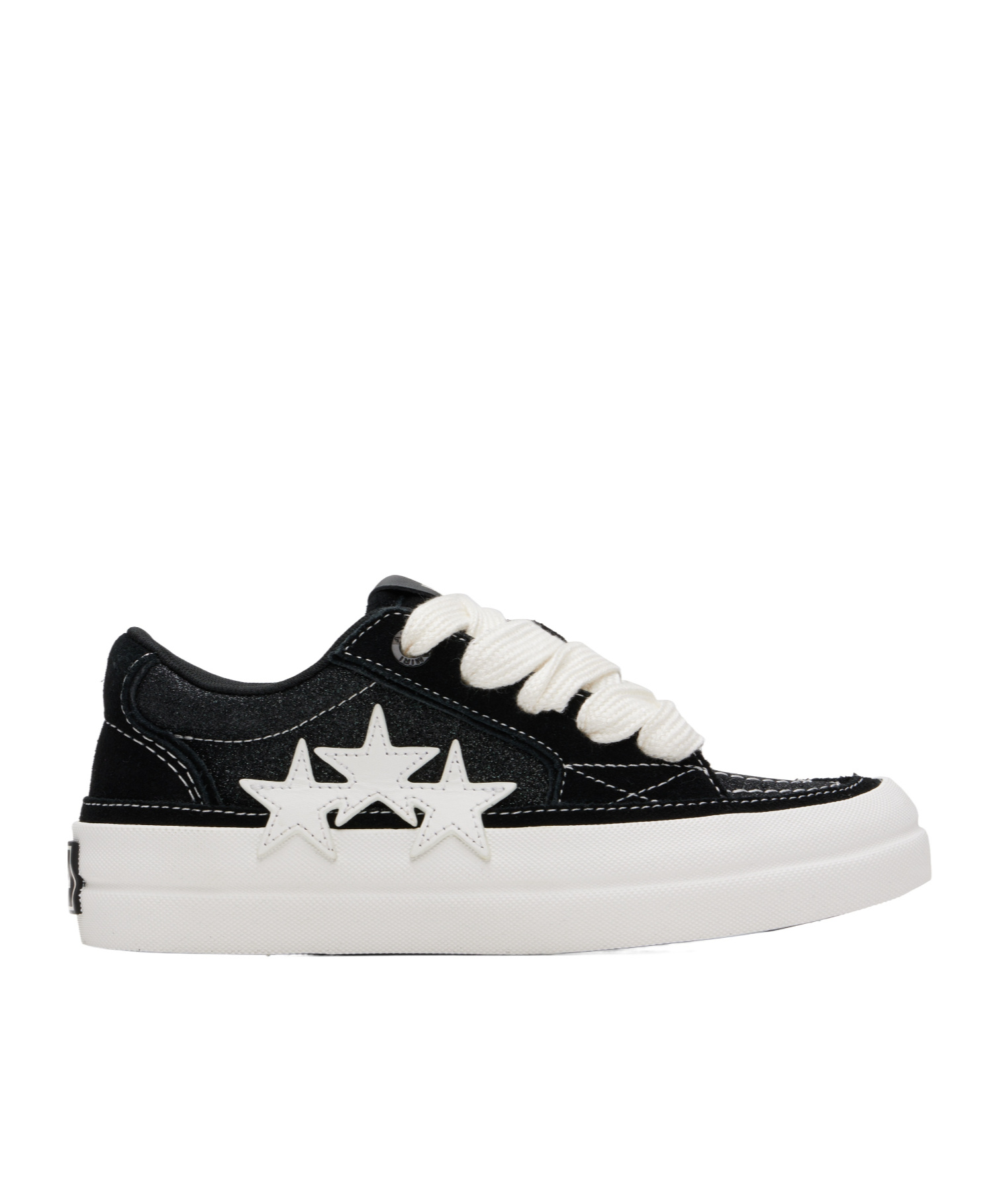 Amiri Low-top Suede And Sequined Canvas Sneakers In Black