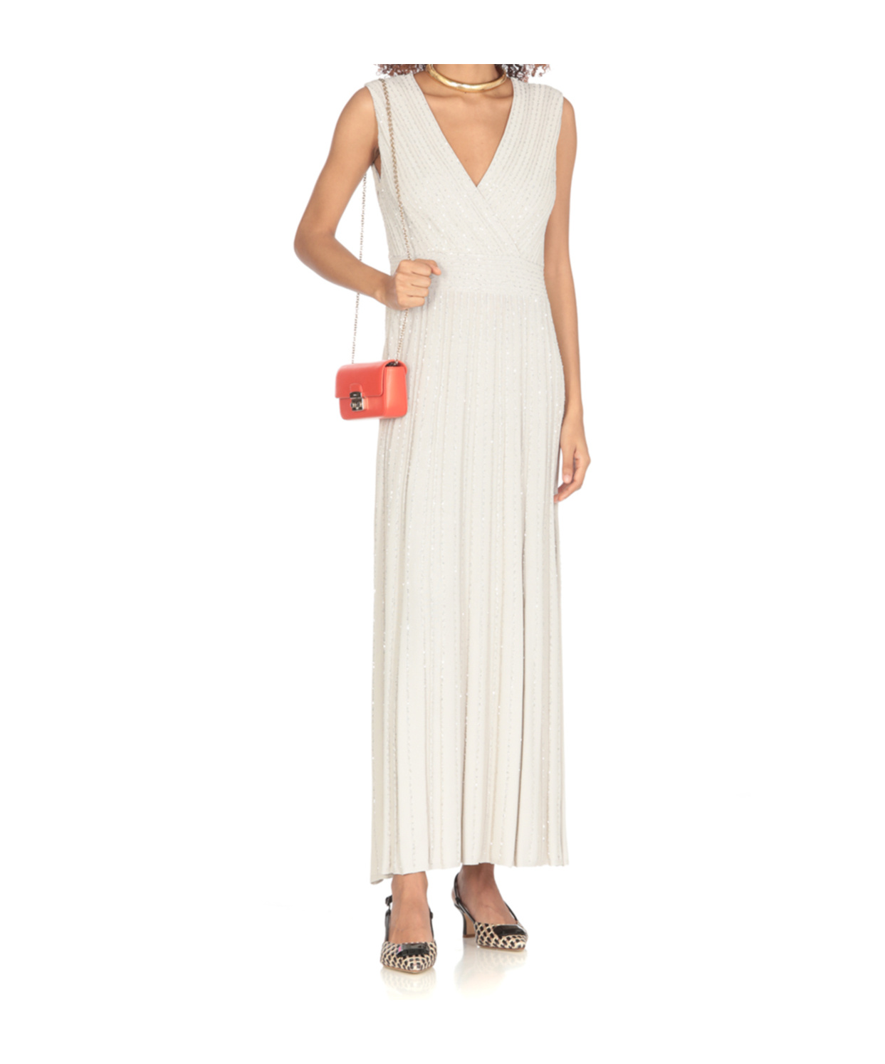 D Exterior Dress With Paillettes In Neutral