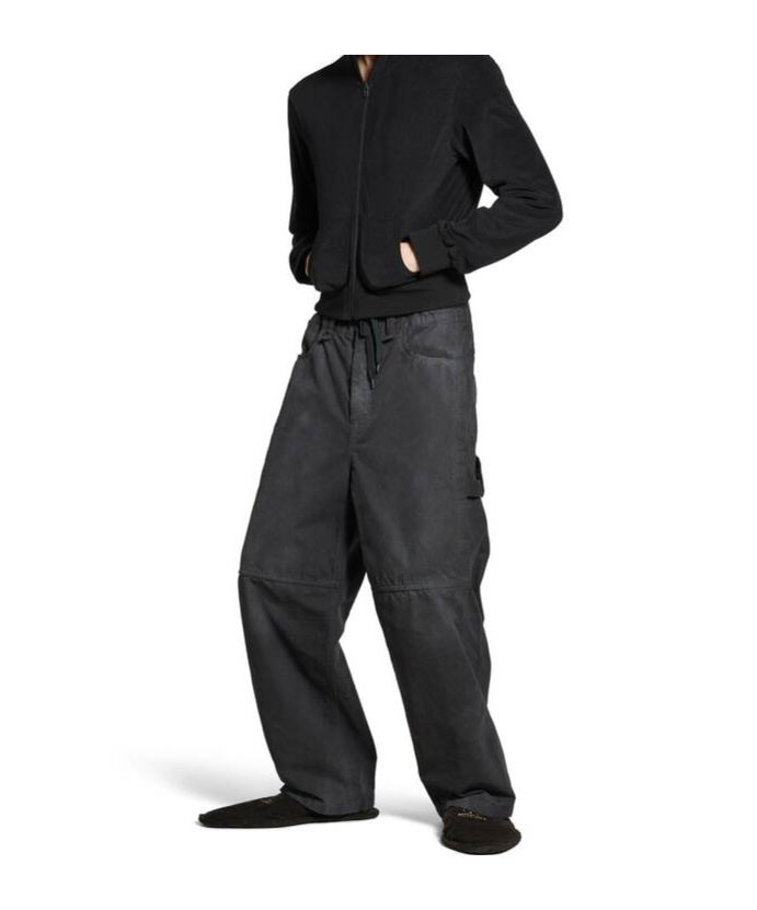 Balenciaga Cotton Cropped Cargo Trousers In Black