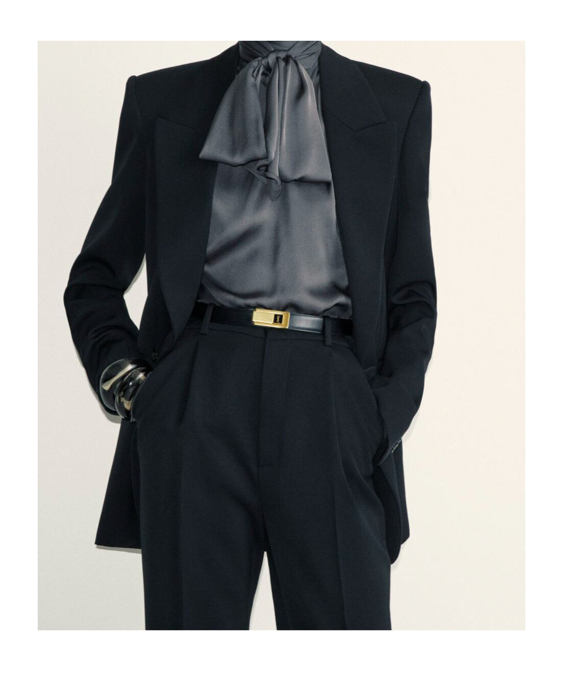 Saint Laurent Grain De Poudre Blazer In Black