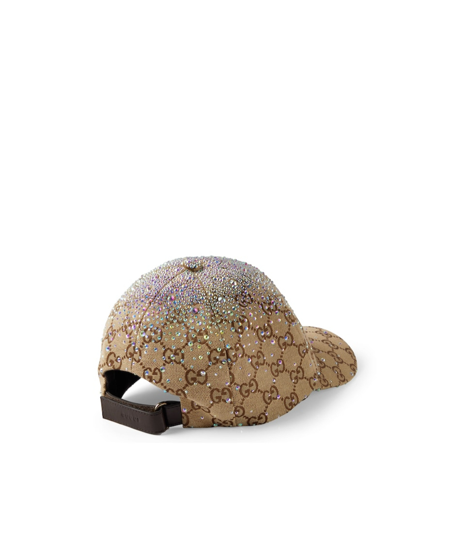 Gucci Crystal Gg Canvas Baseball Cap In Brown