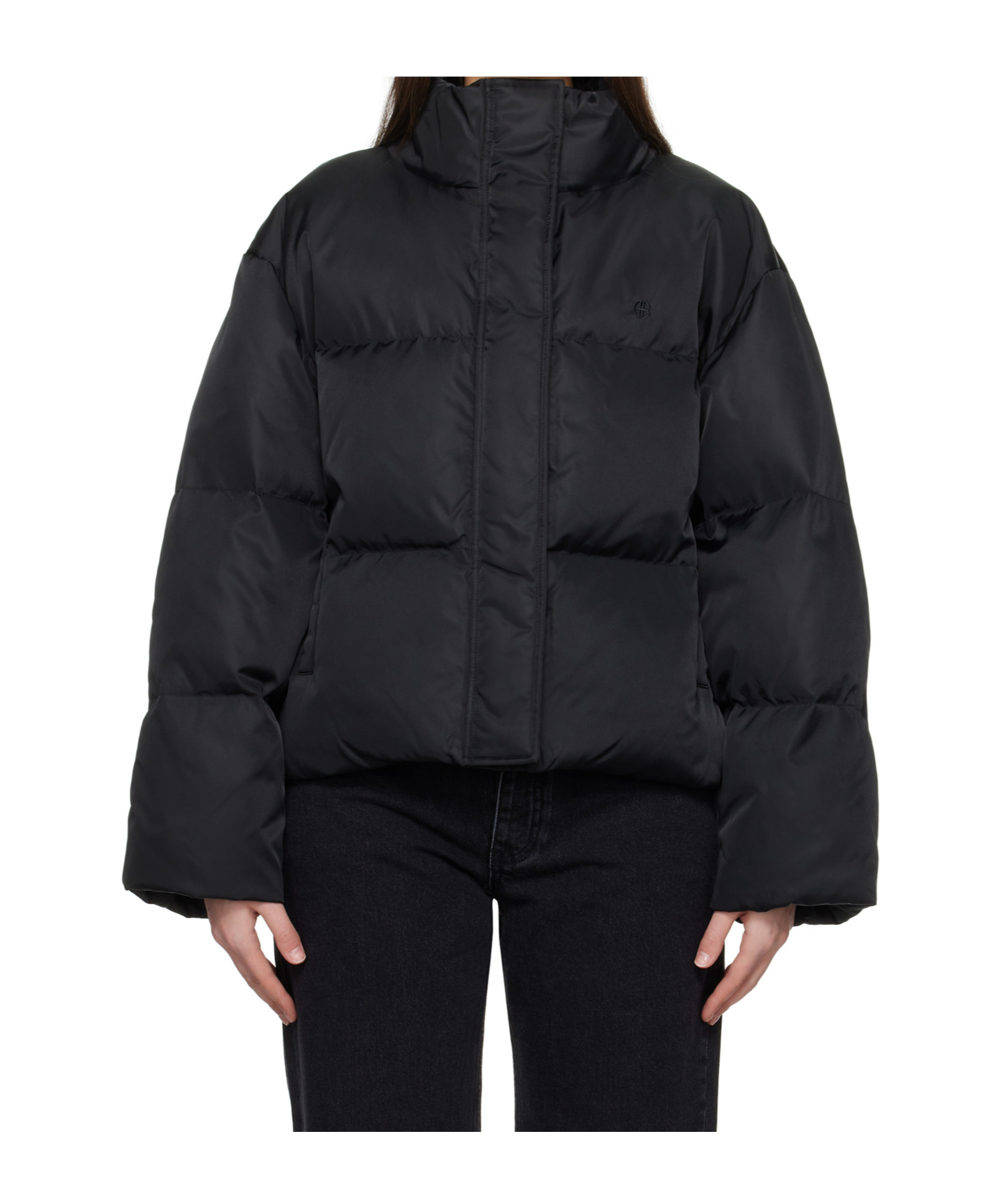 Shop Anine Bing Dorian Puffer Jacket In Black
