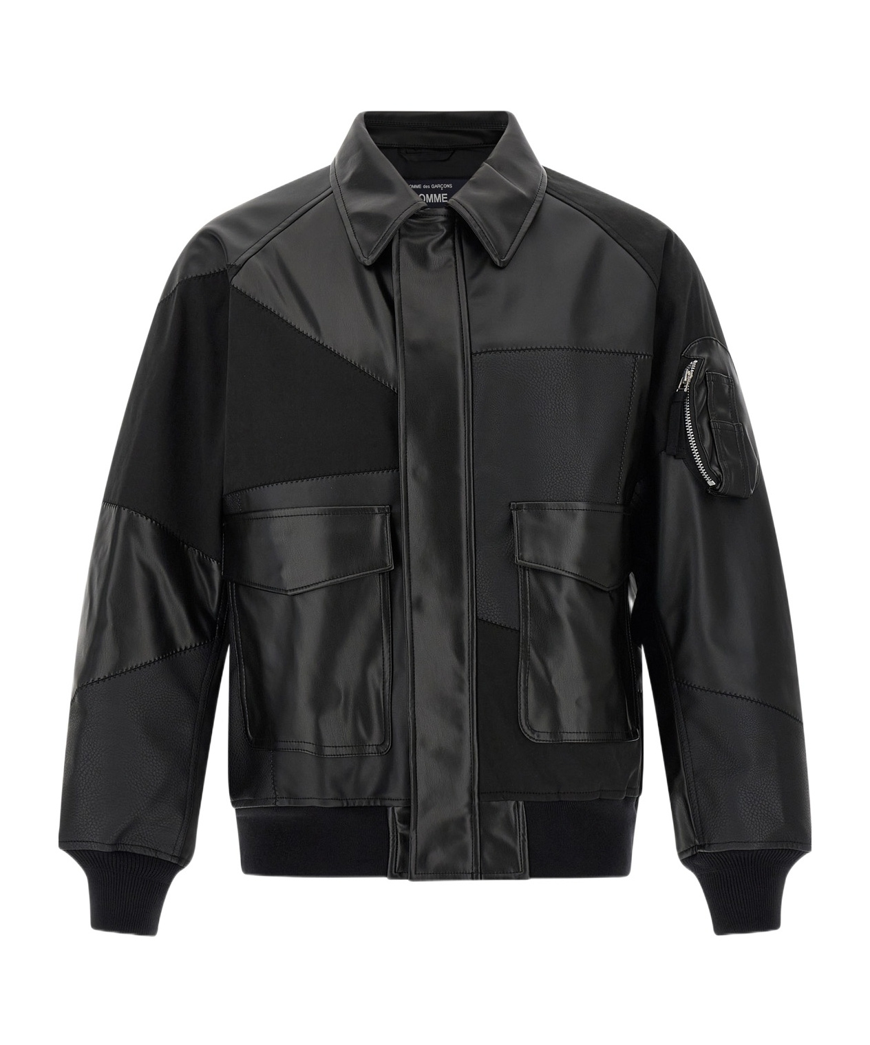 Comme Des Garçons Panel Construction Bomber Jacket In Black