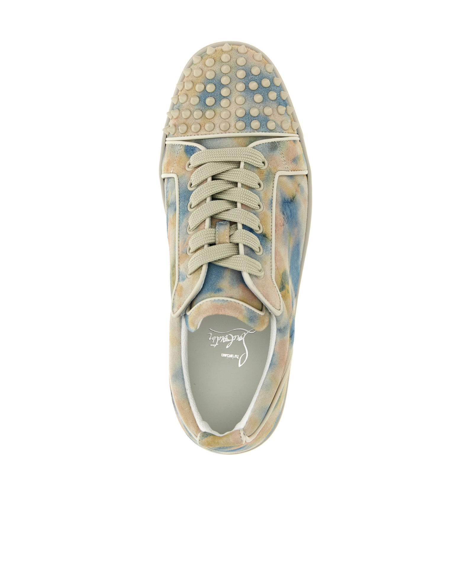 Christian Louboutin Junior Spikes Round Toe Rubber Sole Sneakers In Multi-color