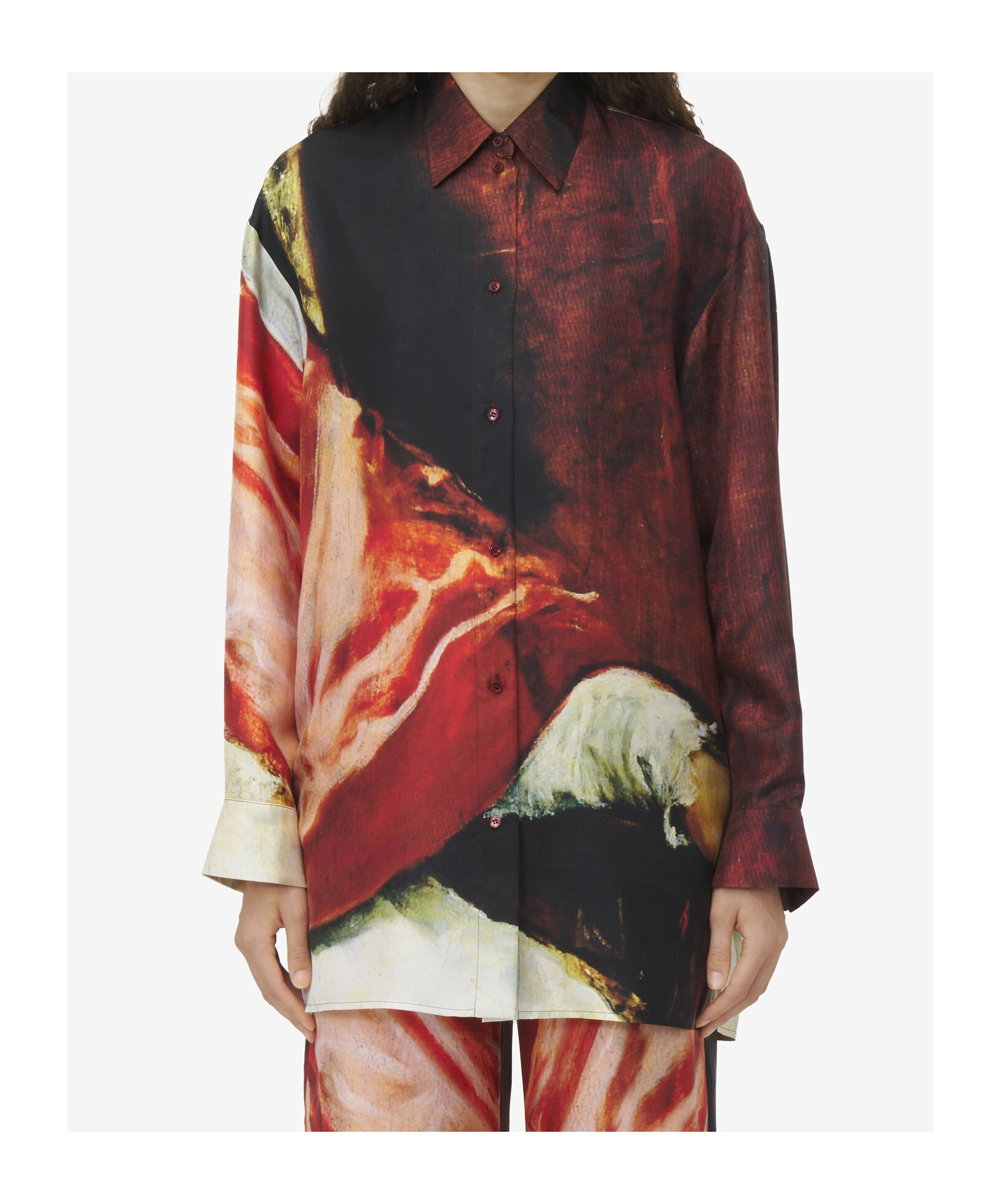 Alexander Mcqueen Twill Silk Shirt In Red