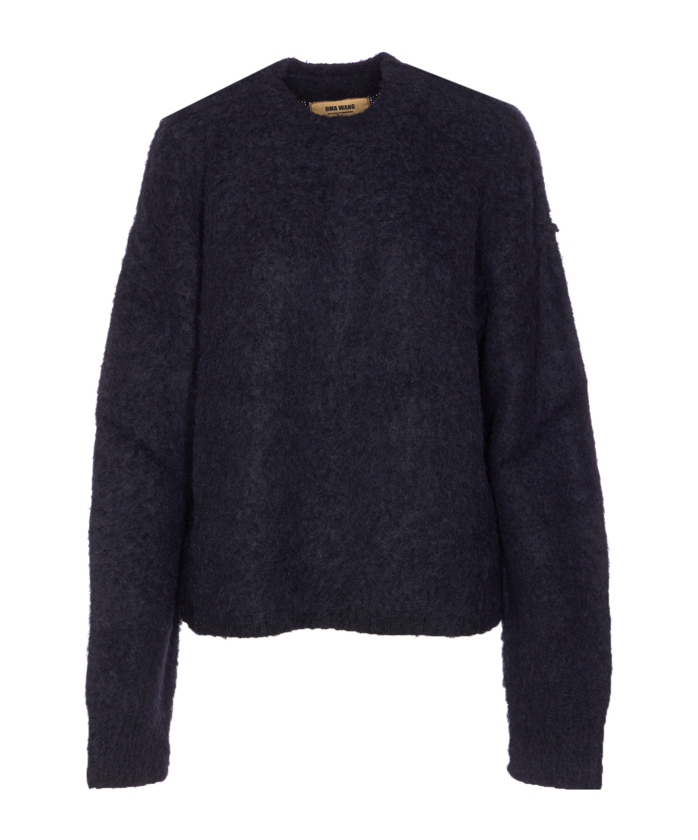 Uma Wang Crewneck Textured Fabric Long Sleeves Sweater In Blue