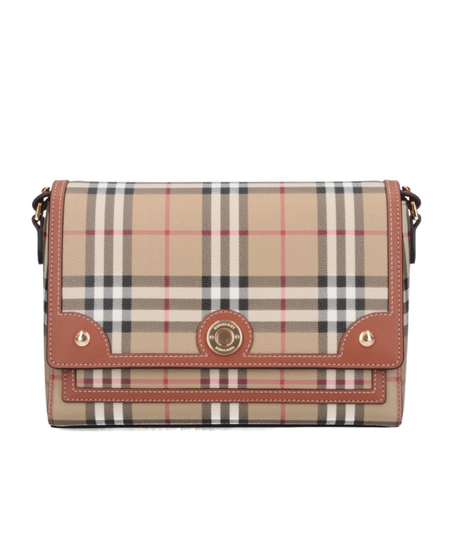 Burberry 'shoulder Bag With Check Pattern Notes In Nude