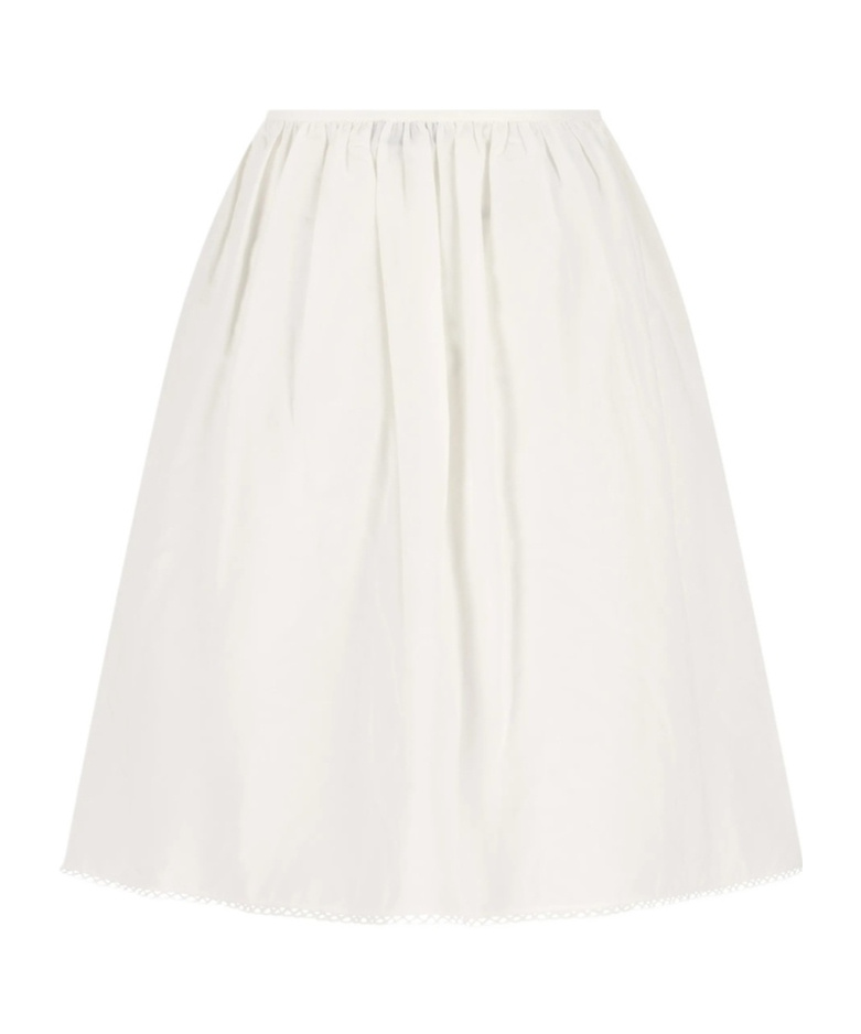 Miu Miu Pleated Midi Skirt In White
