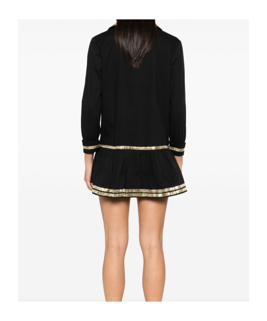 Bode Embellished Cotton-poplin Mini Dress In Black
