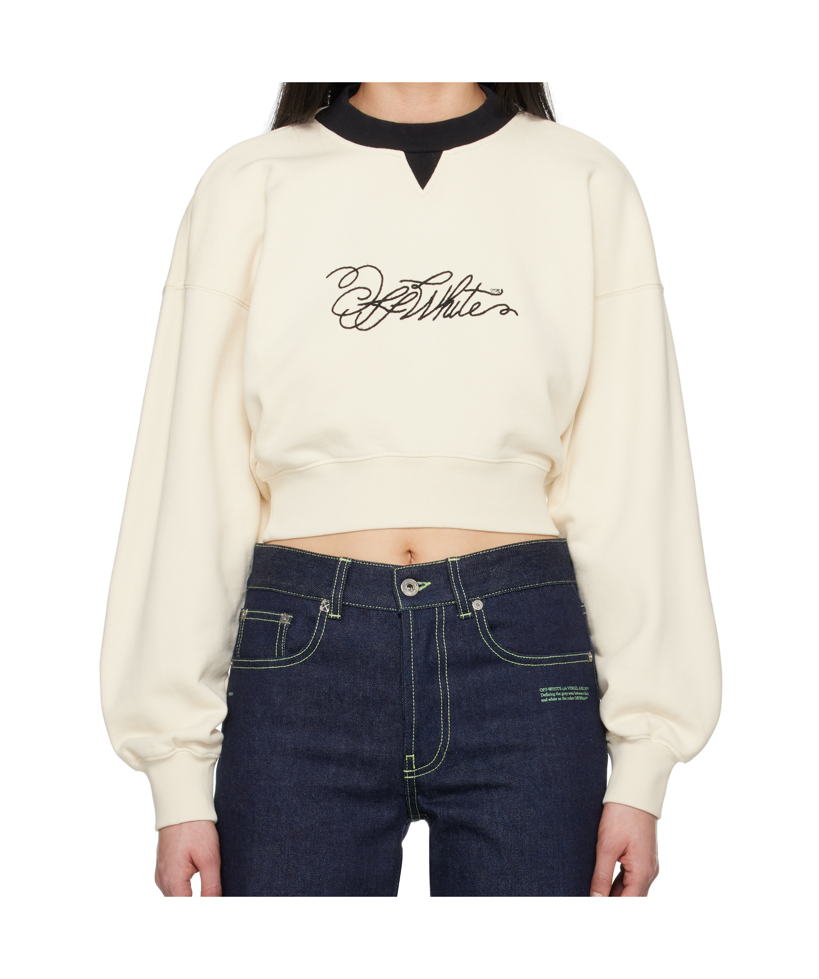 Shop Off-white Logo-embroidered Sweatshirt In White