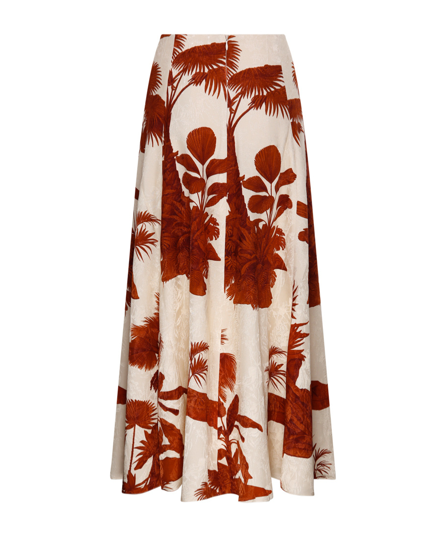Johanna Ortiz Encanto De Isla Flared Midi Skirt In Nude