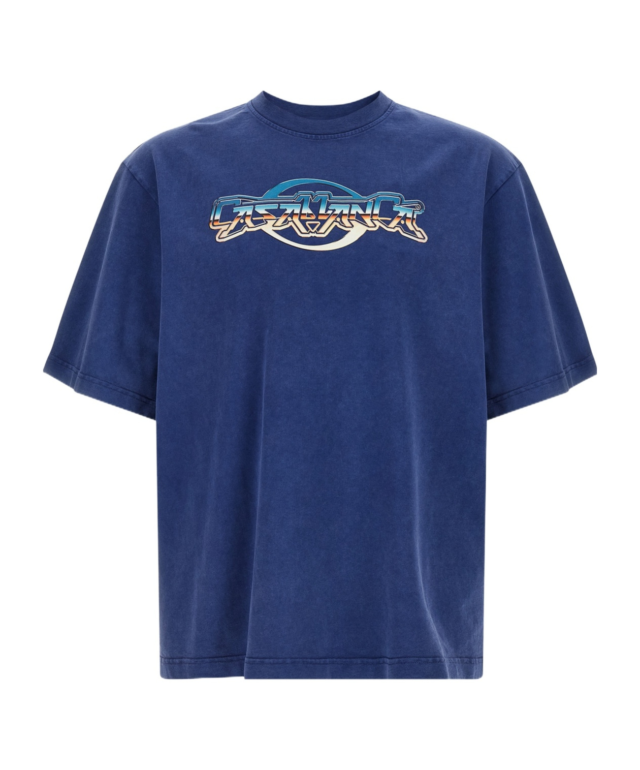 Casablanca Oversized T-shirt With Chrome Text Print In Blue