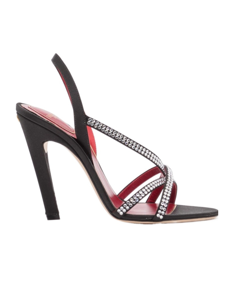 Valentino Dans Le Foyer Satin Sandal With Crystals 105mm In Multi