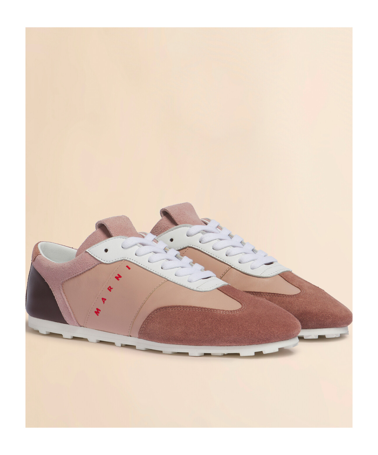 Marni Suede-panel Logo-embroidered Sneakers In Multi
