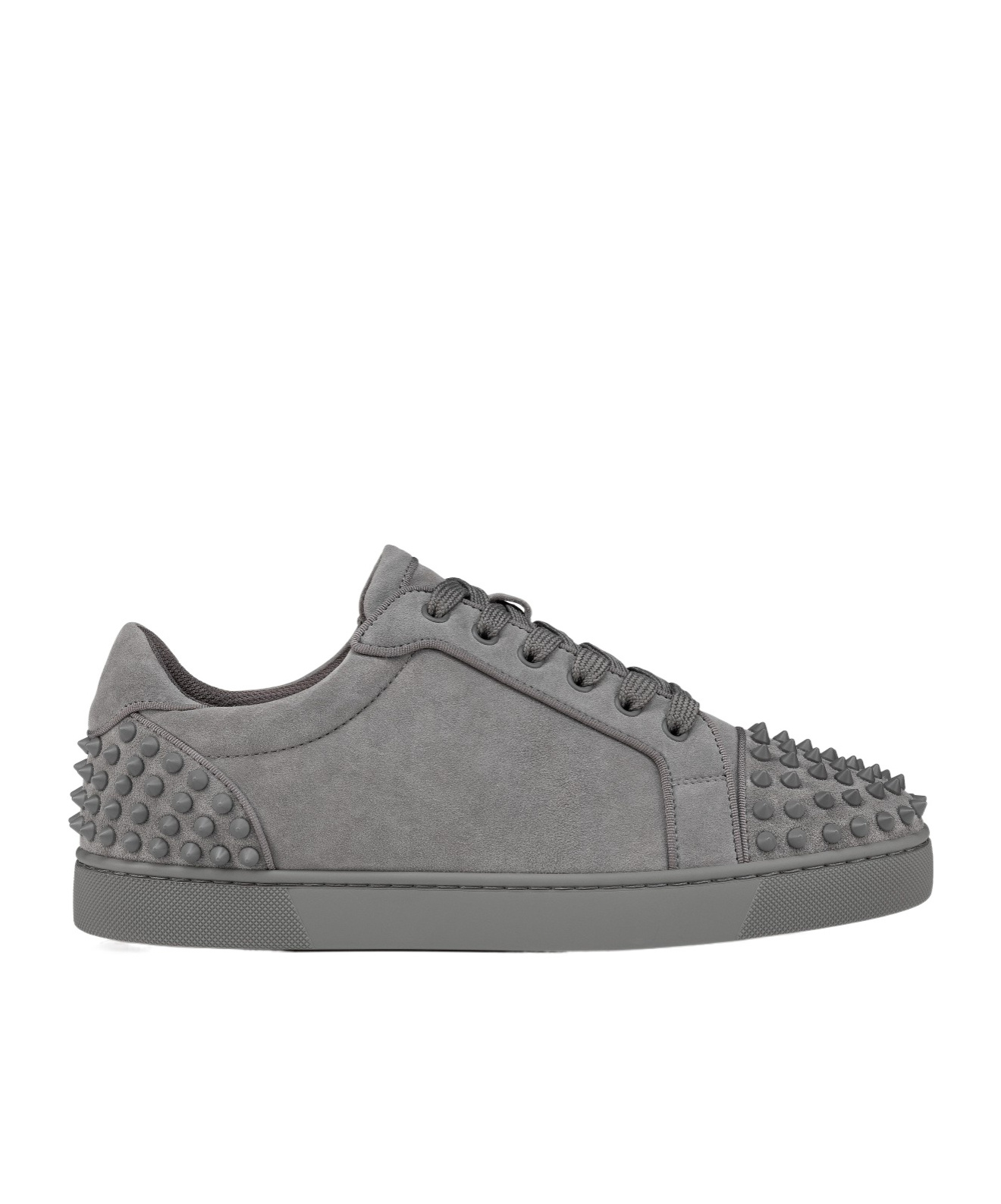 Christian Louboutin Mens Seavaste 2 Orlato Studded Suede Low-top Trainers Smoke Grey In Gray