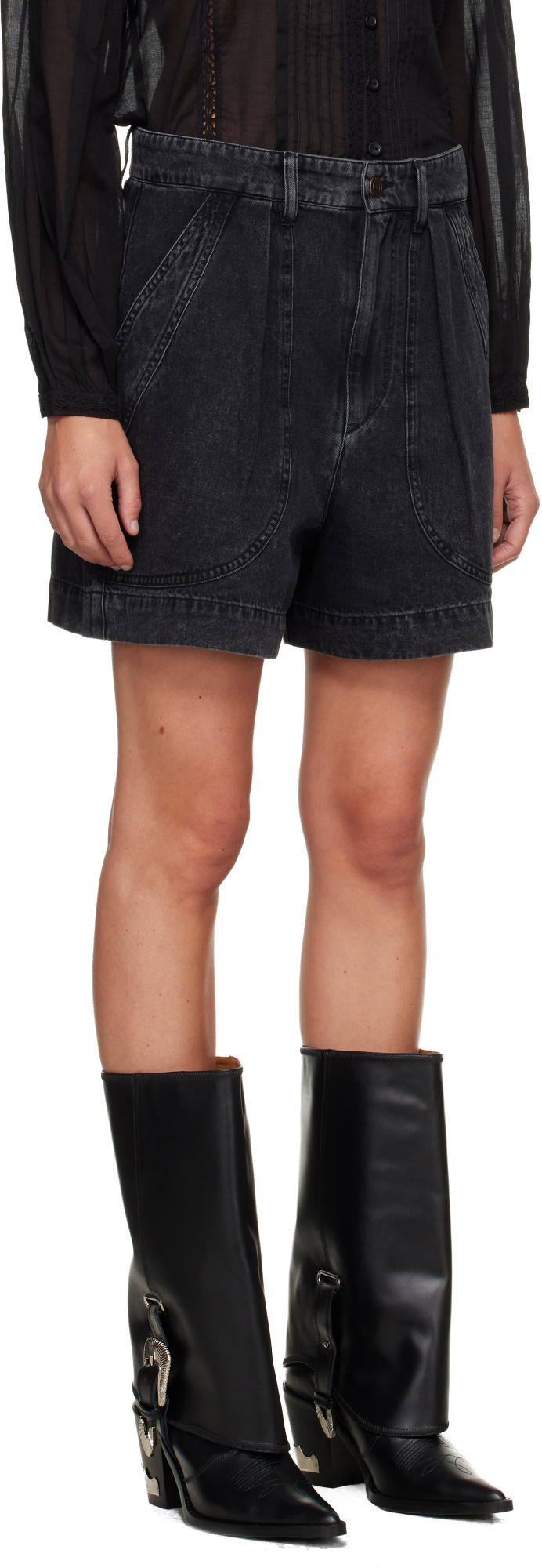 Isabel Marant Étoile Black Noemia Denim Shorts In Black