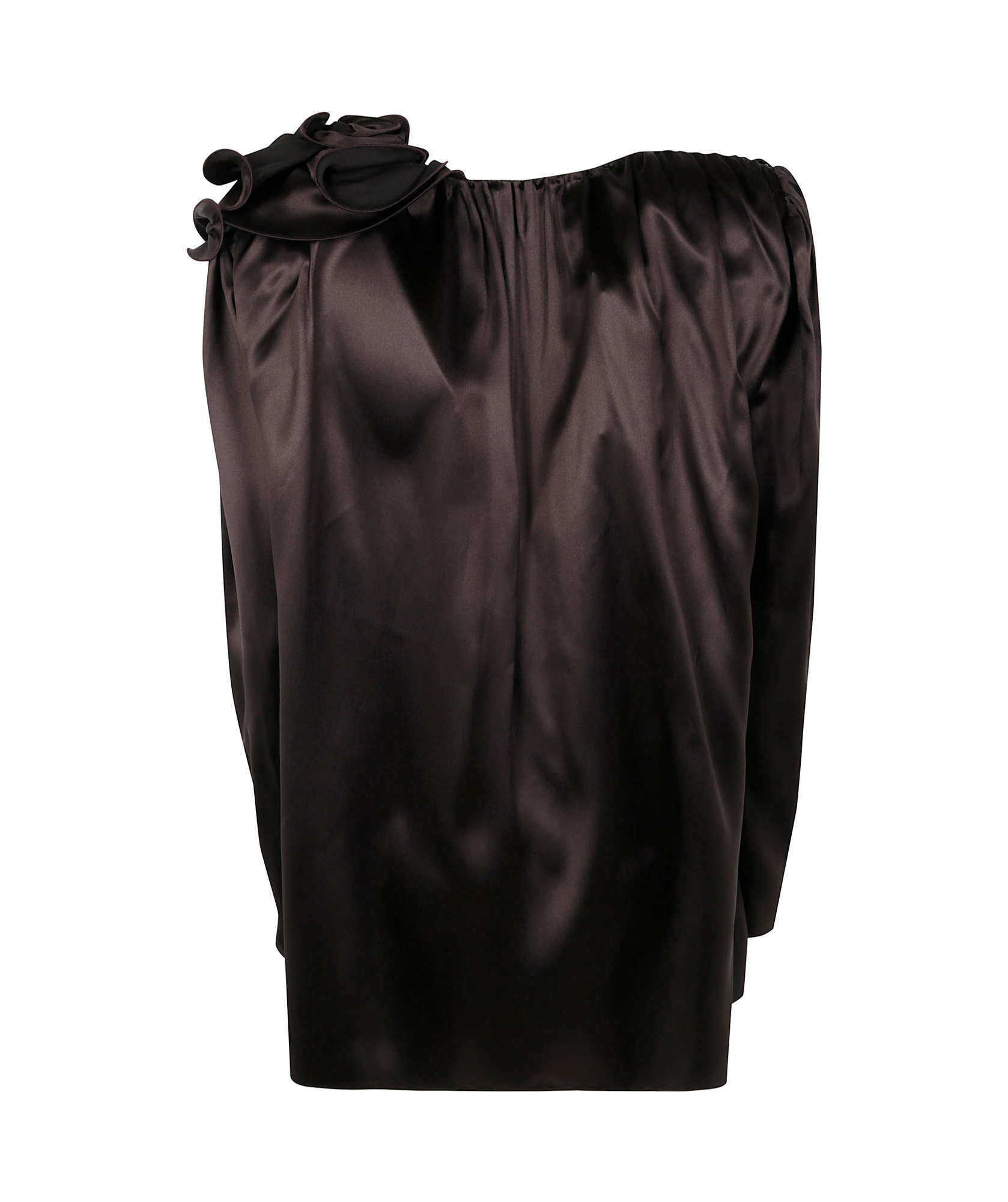 Magda Butrym Classic Silk Blouse With Application In Brown