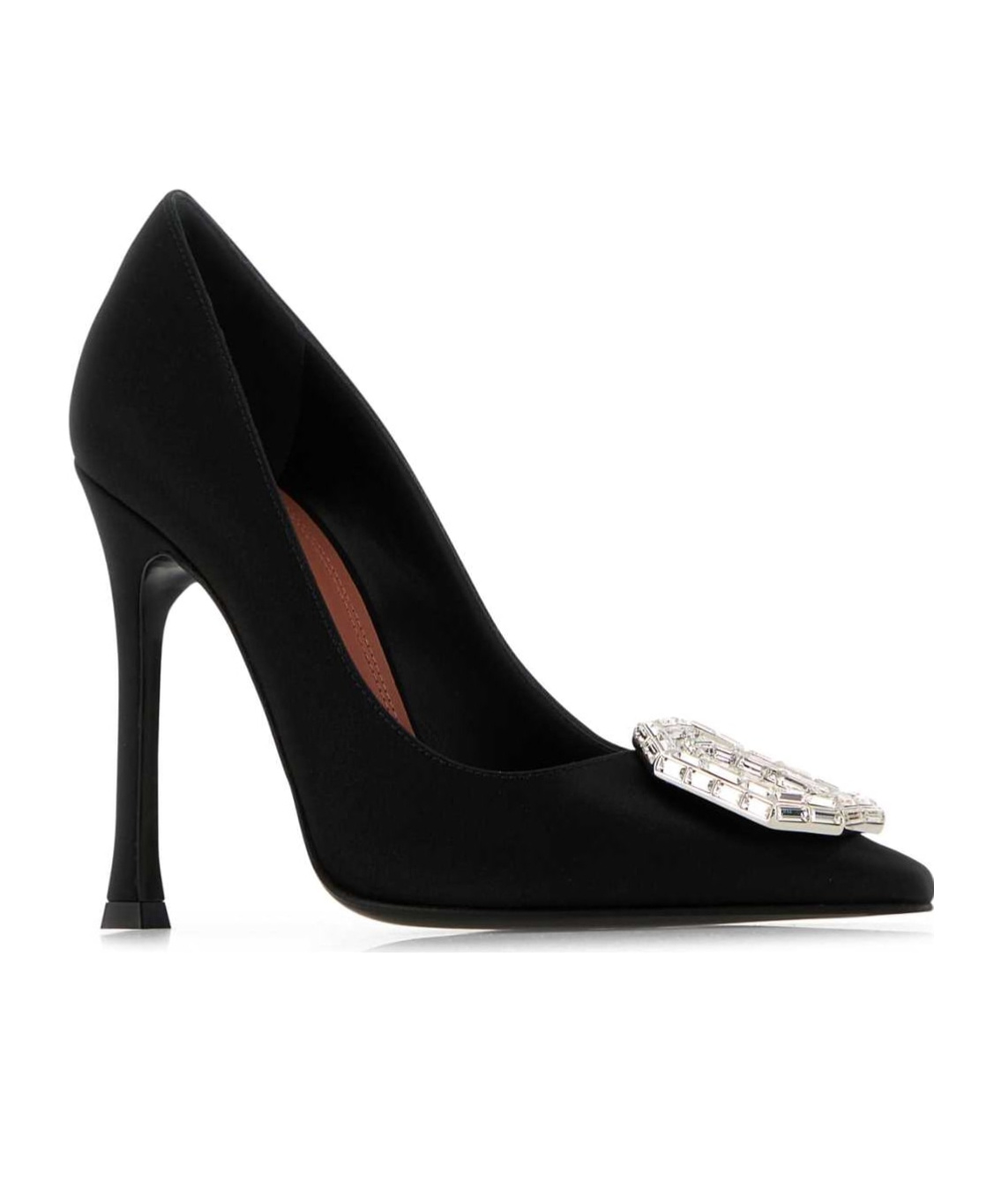 Amina Muaddi Black Satin Camelia 105 Pumps In Black