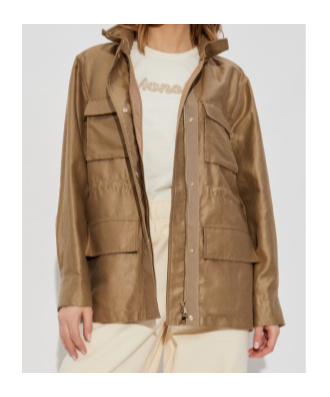 Shop Moncler Linen Utility Jacket In Nude