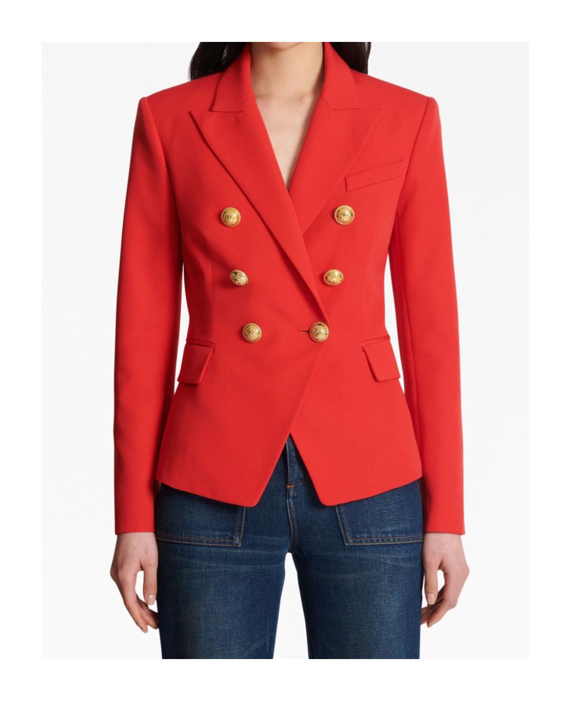 Balmain Classic Wool Blazer With Button Detail In Red