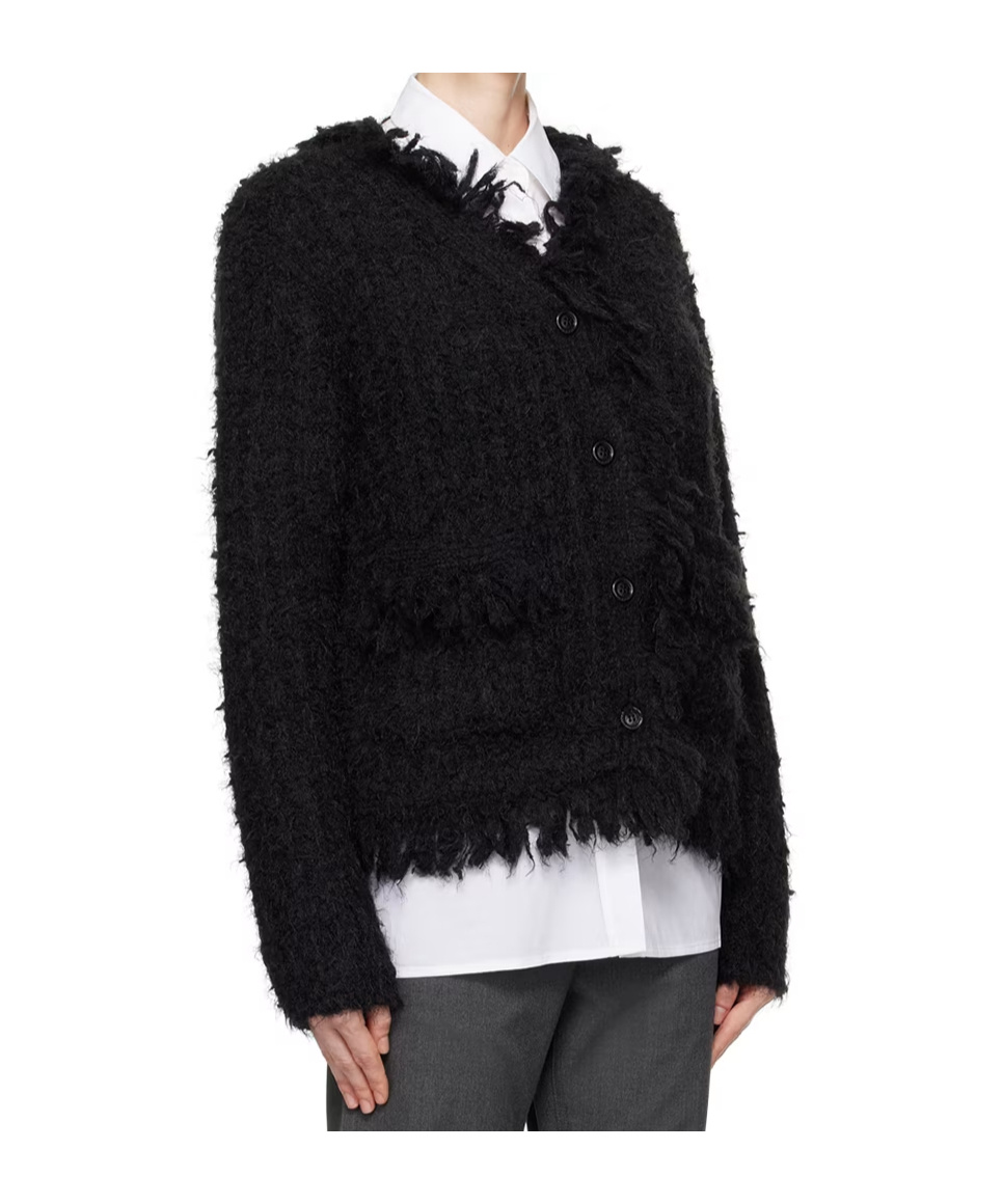 Open Yy Y-neck Cardigan In Black