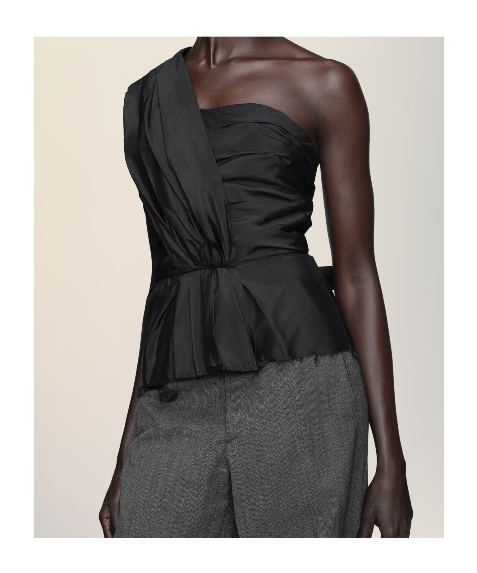 Maison Margiela Asymmetric Draped Top Woman Black In Black