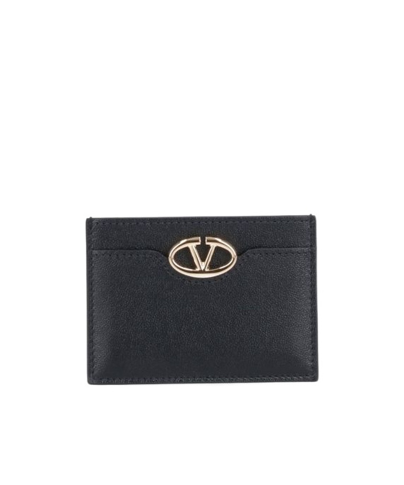 Valentino Vlogo Signature Leather Cardholder In Black