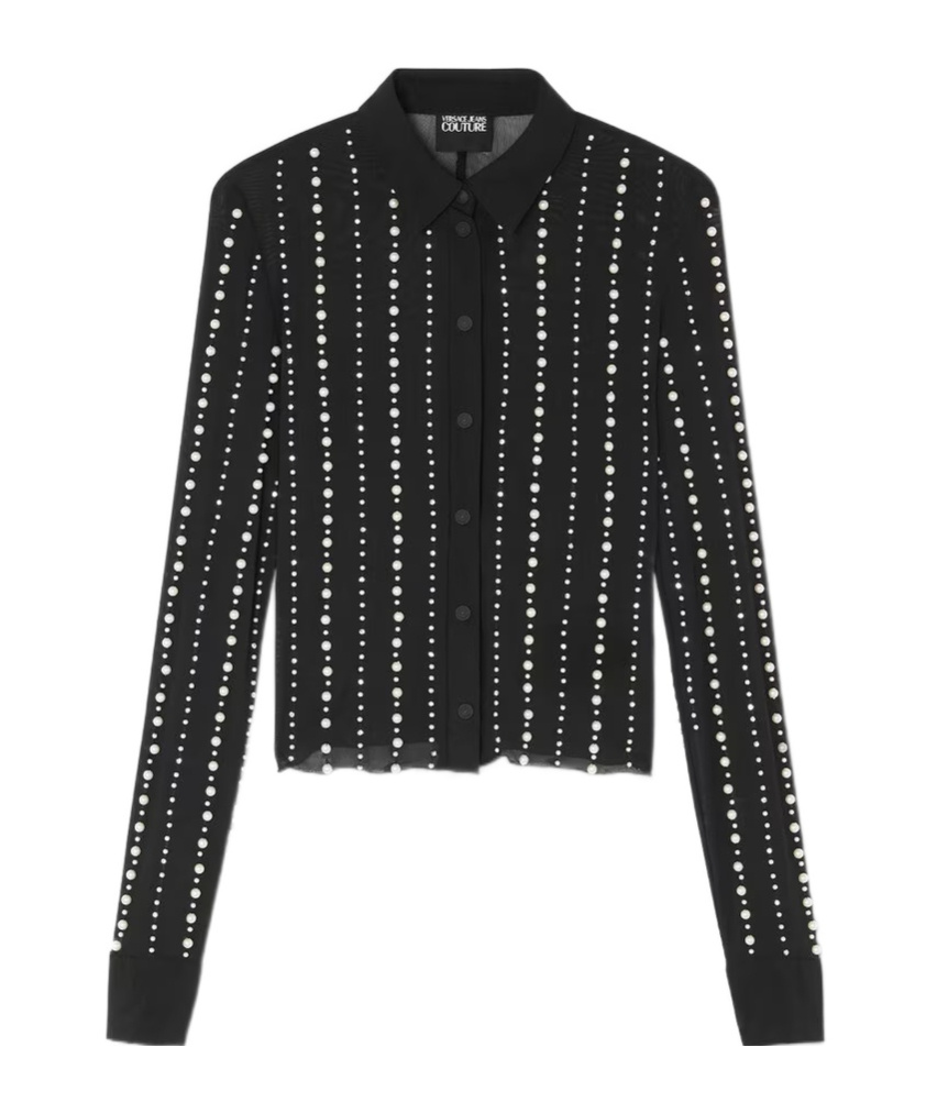 Versace Jeans Faux-pearl Shirt In Black
