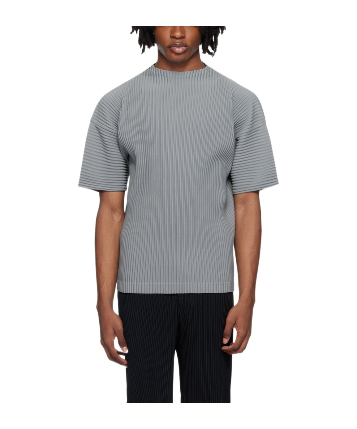 Issey Miyake Right-collar Short-sleeved T-shirt In Gray