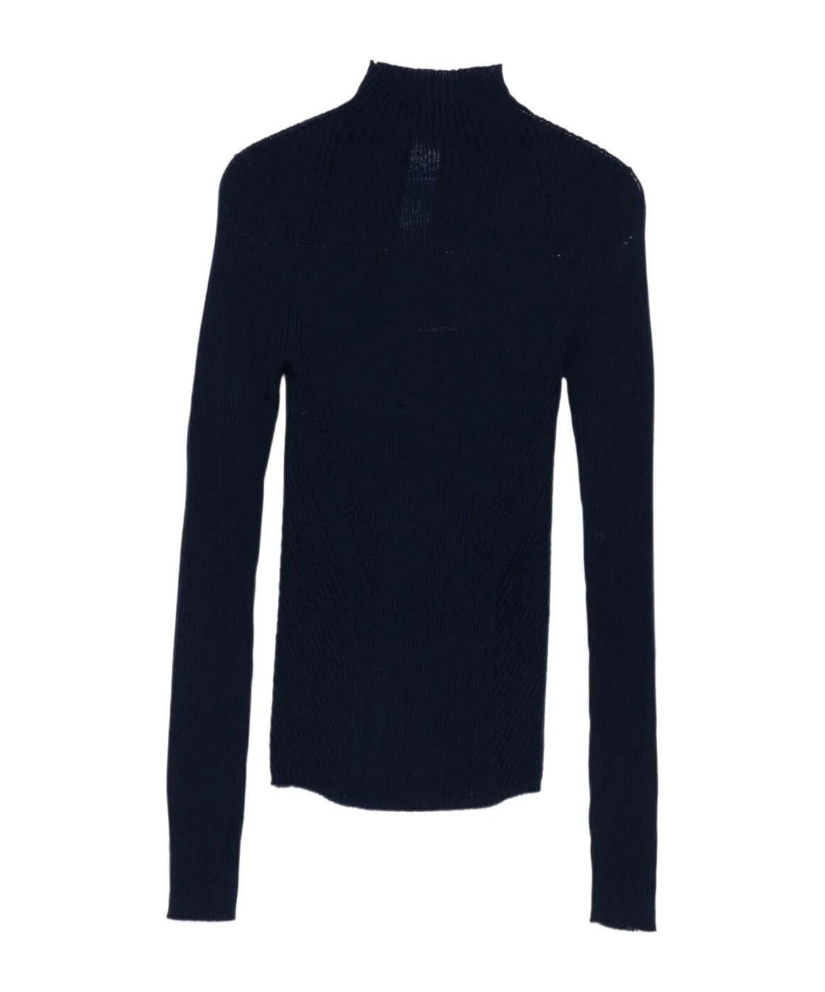 Twinset High-neck Ribbed Sweater In Blue