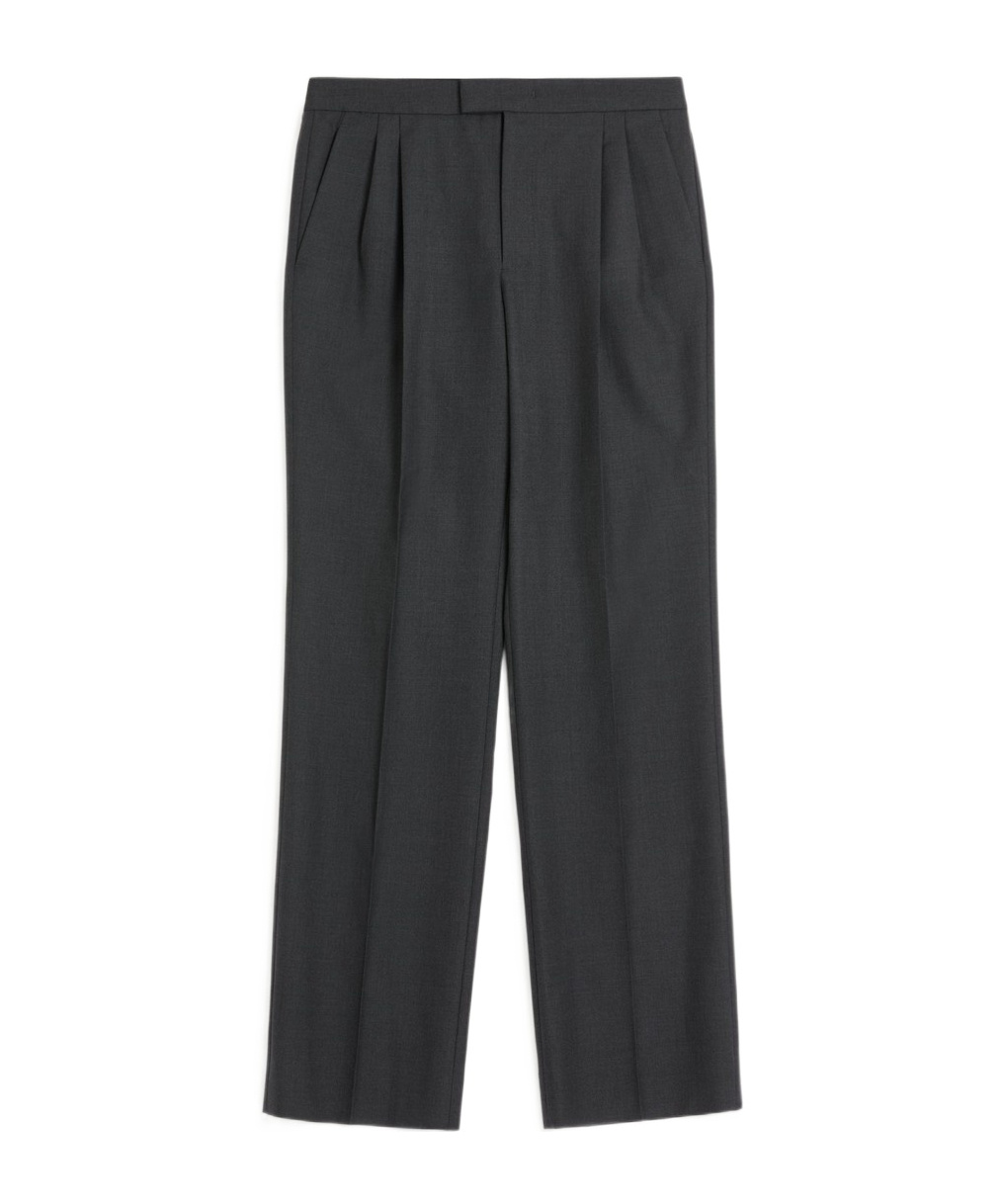 Valentino Wool Gabardine Trousers With Turn-ups In Black