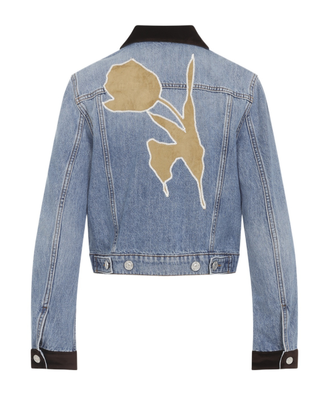 Marni Deep Blue Cotton Washed Bull Denim Trucker Cropped Jacket In Gray