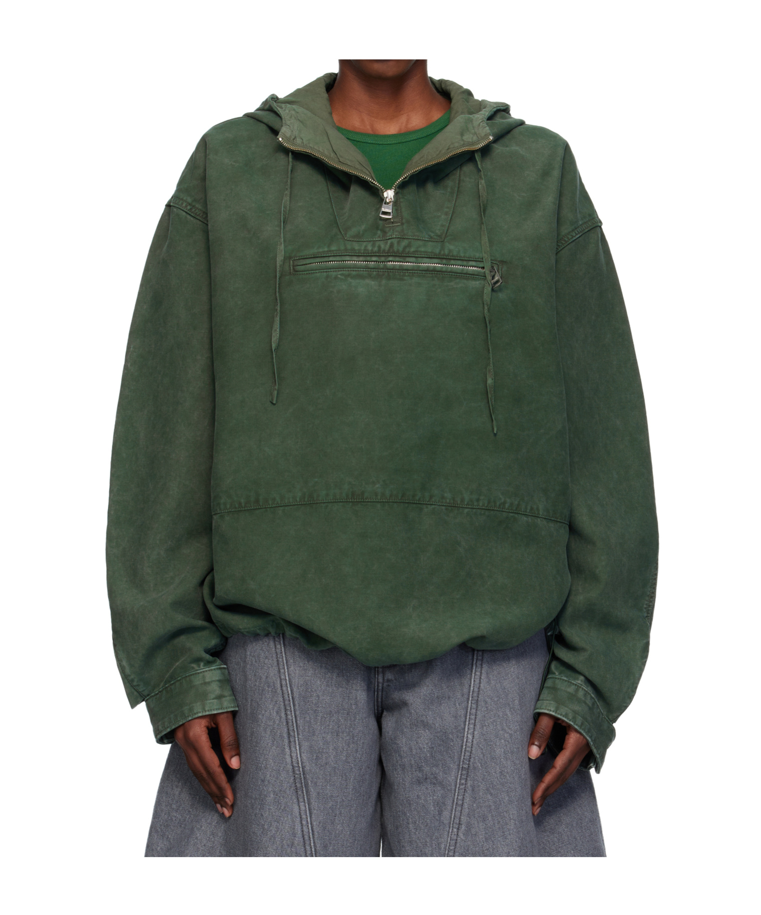 Jw Anderson Cotton Twill Pullover Jacket In Green