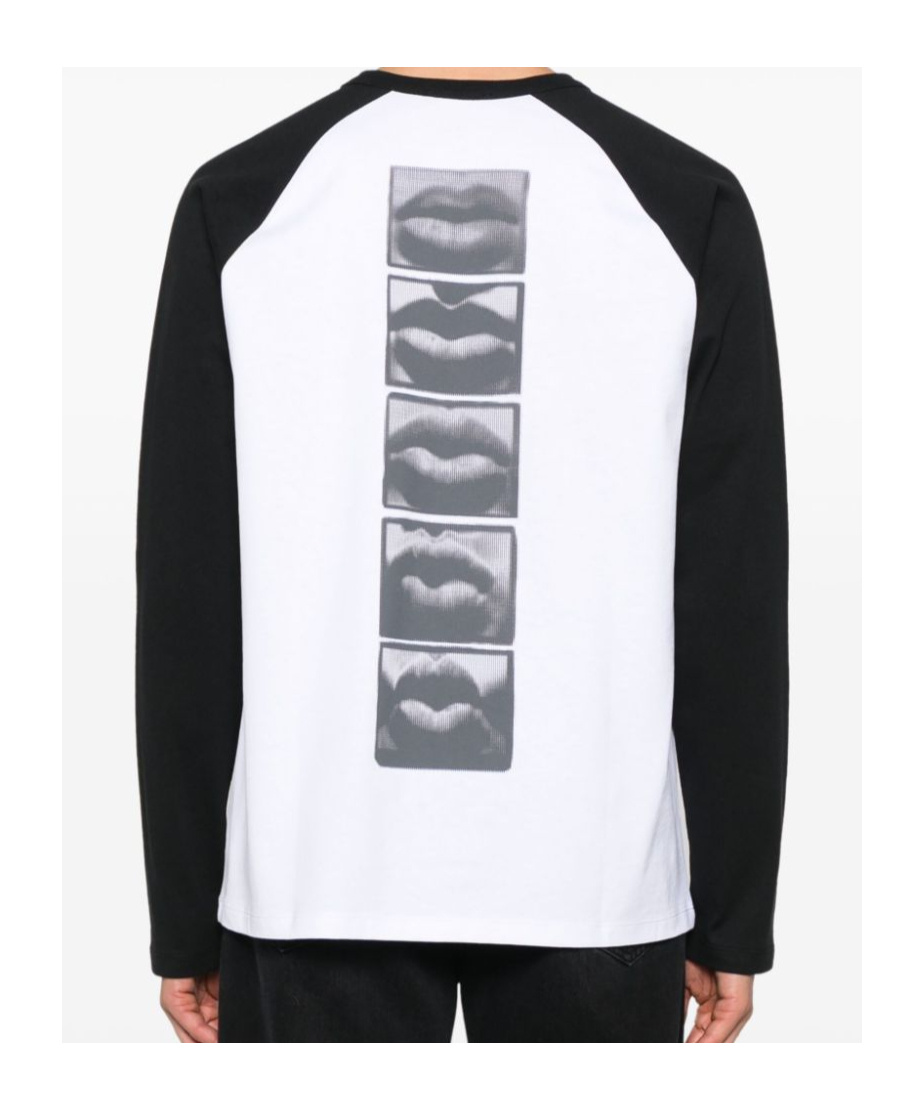 Shop Balmain Lips Print T-shirt In White