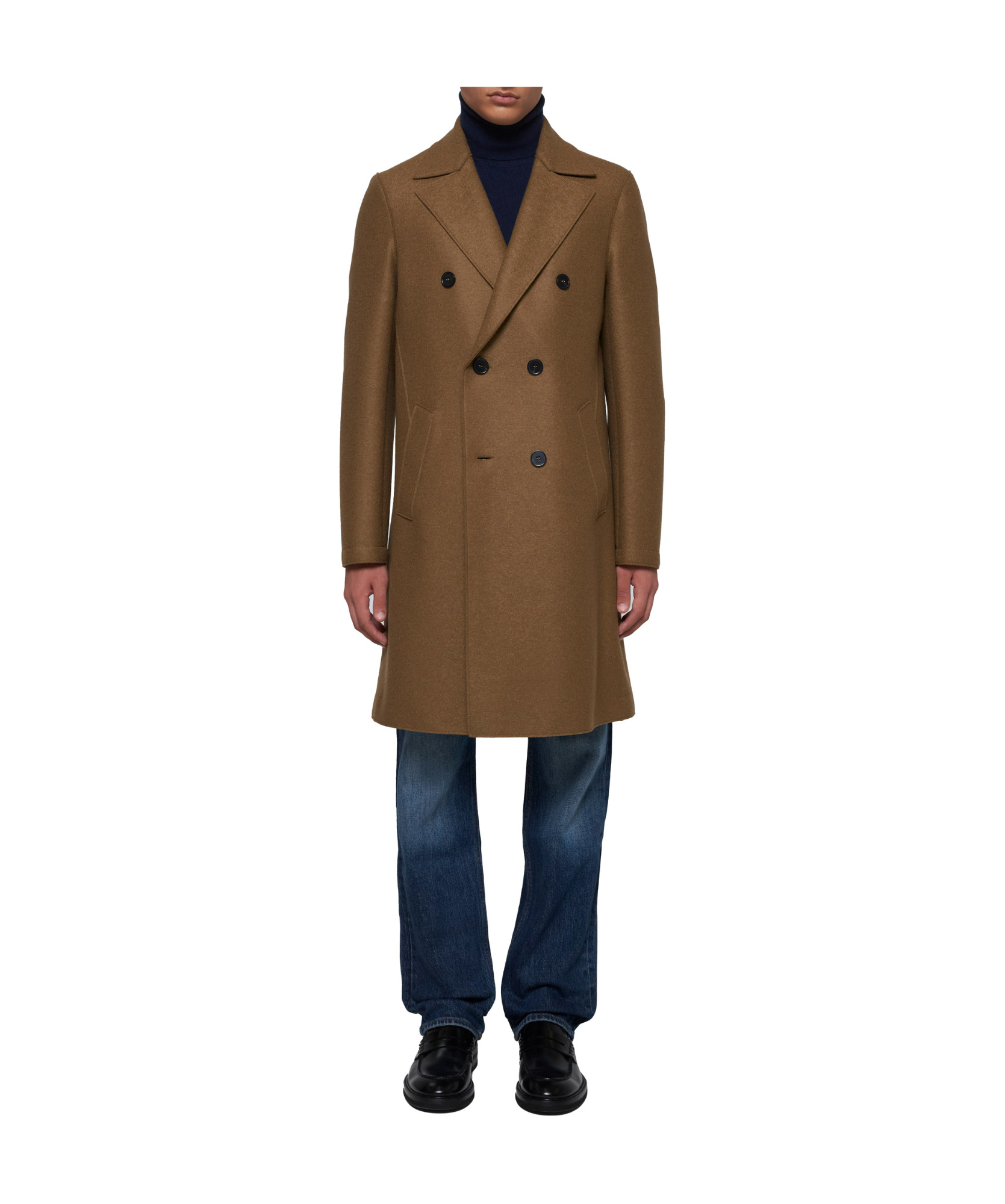 Harris Wharf London Double-breasted Coat In Brown