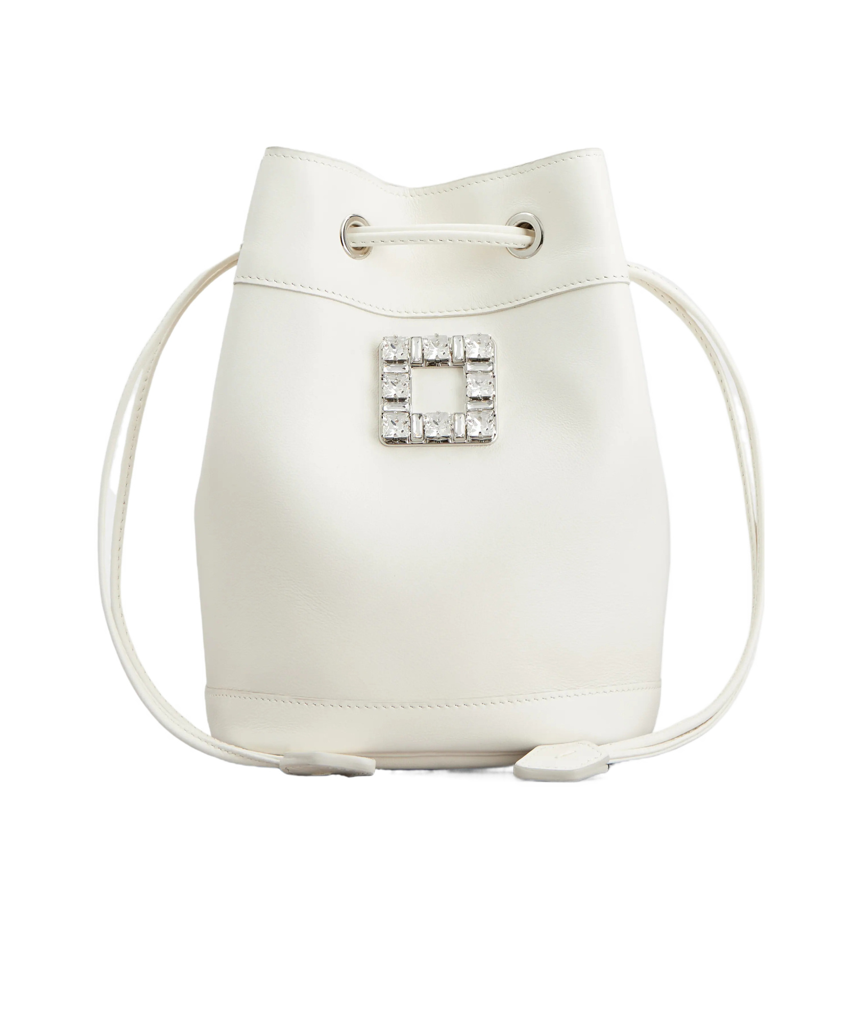 Roger Vivier Très Vivier Bucket Bag In Leather In White