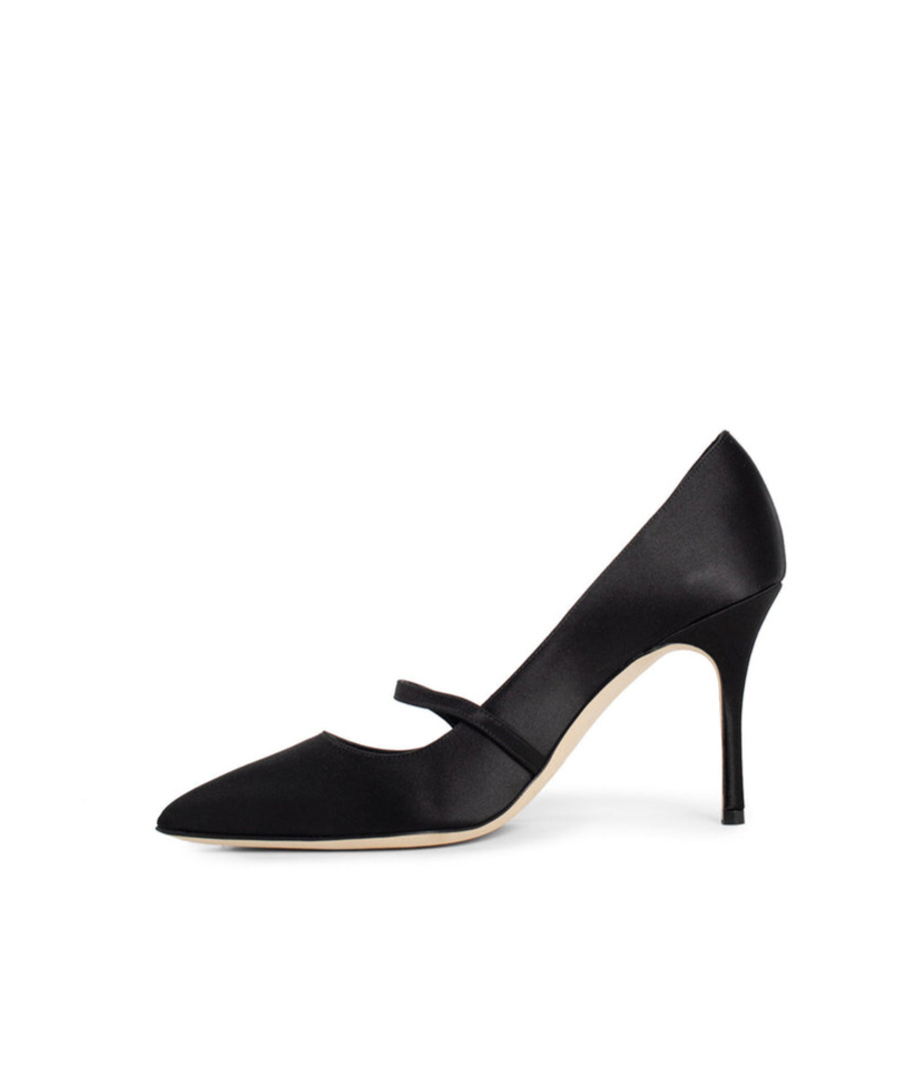 Manolo Blahnik Mary Jane Satin Pumps In Black