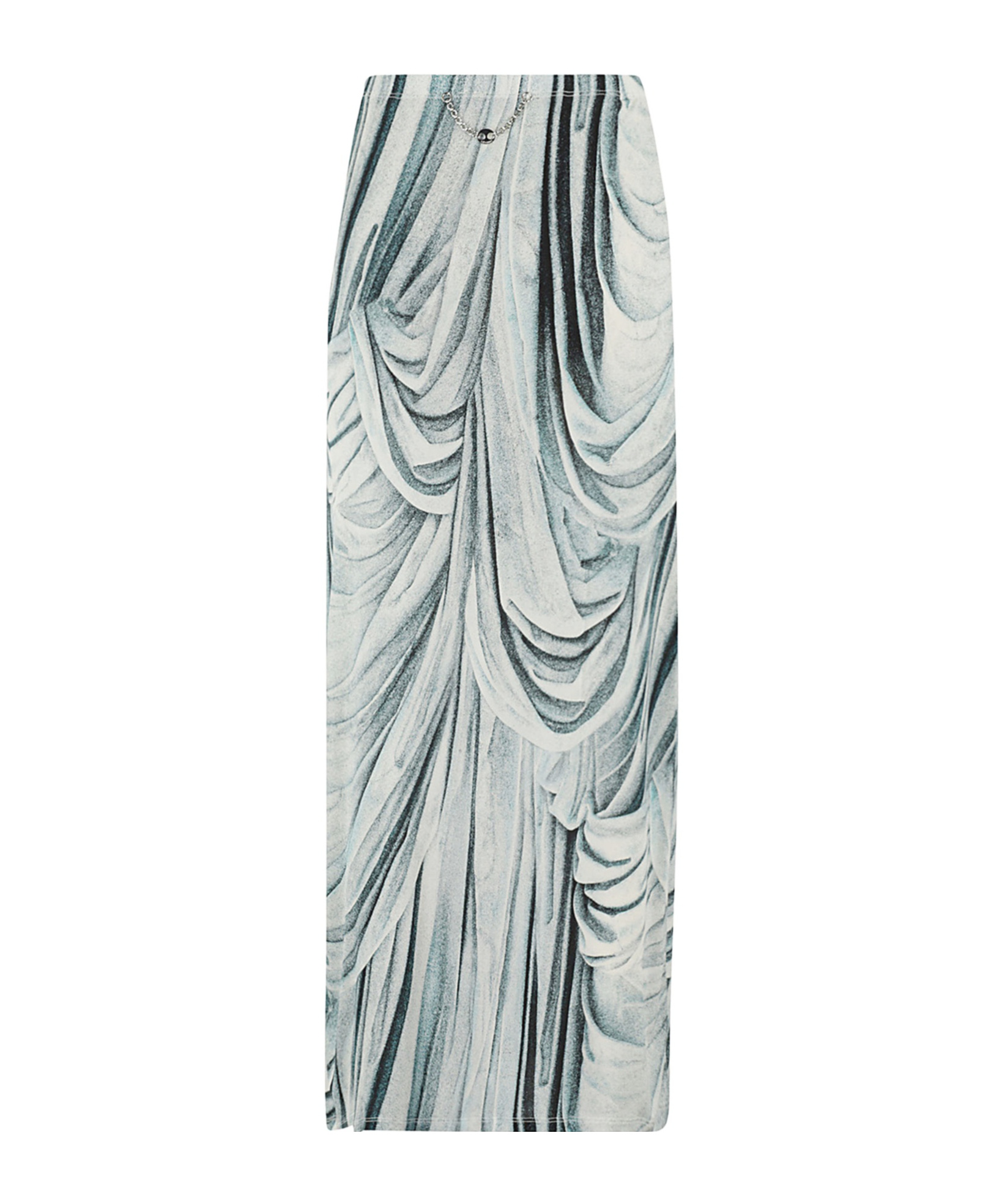 Rabanne Womens Drappe Bleu Drape-illustration Jersey Maxi Skirt In White