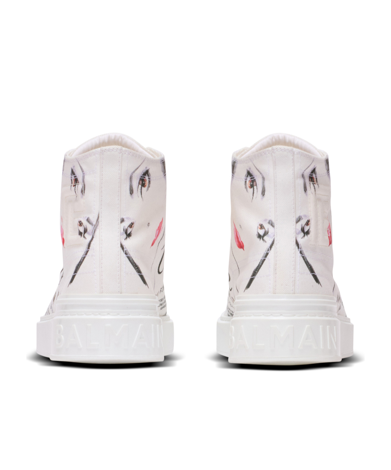 Balmain B-court High-top Trainers With Beauty Print
