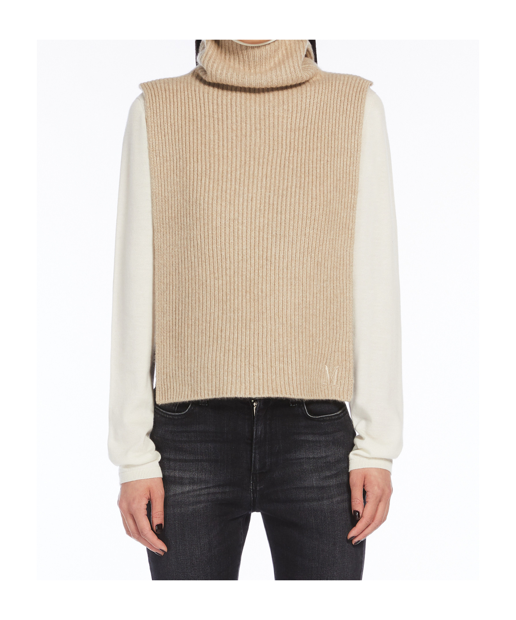 Max Mara Rib Cashmere Cloak In Nude